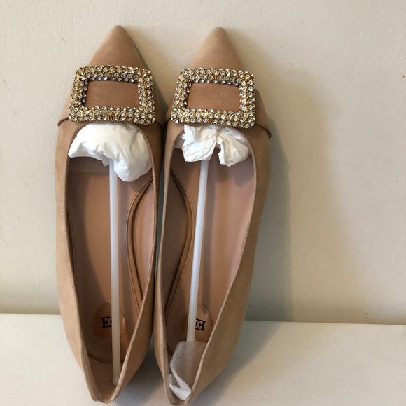 Escada Iconic Swarovski Crystals Beige Suede Pump - Picture 3 of 12